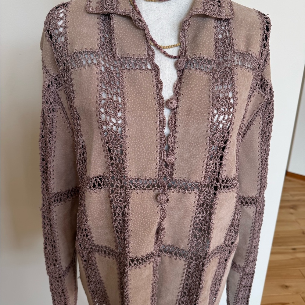 Crochet and suede jacket- IDI by Michael